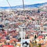 This photo taken on April 6, 2018 in Sarajevo shows a view from the newly-reopened Sarajevo cable car.  Sarajevo's cable car, connecting Sarajevo Old Town with Vidikovac on Mount Trebevic was officially opened in 1959 and was one of city's iconic sites, until it was destroyed during 1992-95 siege of the city. With local efforts, coupled with financial help from various donors from abroad, the Sarajevo cable car was reconstructed and officially reopened, 26 years later.,Image: 367868695, License: Rights-managed, Restrictions: , Model Release: no, Credit line: ELVIS BARUKCIC / AFP / Profimedia