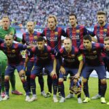 Teamfoto,Team,Mannschaft,Mannschaftsfoto,hi.v.li:Marc Andre Ter STEGEN,Torwart FC Barcelona Barca ,Javier MASCHERANO (FC Barcelona),Ivan RAKITIC (FC Barcelona),Sergio Busquets (FC Barcelona),Gerard PIQUE (FC Barcelona), vorne v.li:Lionel MESSI (FC Barcelona),Dani (Daniel) ALVES (FC Barcelona),NEYMAR (FC Barcelona),Andres INIESTA (FC Barcelona),Luis SUAREZ (FC Barcelona),Jordi ALBA (FC Barcelona), Fussball Champions League Finale 2015 Juventus Turin-FC Barcelona 1-3. Saison2014 15, am 06.06.2015,O LY M P I A S T A D I O N B E R L I N.