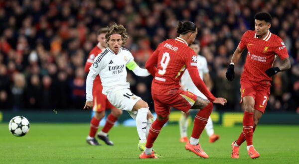 November 27, 2024, Liverpool: Liverpool, England, 27th November 2024. Real Madrid's Luka Modric during the UEFA Champions League match at Anfield, Liverpool. (Credit Image: Â© Jessica Hornby/Sportimage/Cal Sport Media) (Cal Sport Media via AP Images) Liverpool v Real Madrid - UEFA Champions League - Anfield
