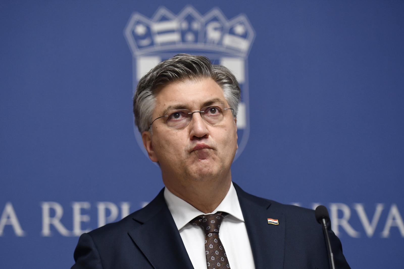 9.11.2024., Banski dvori, Zagreb, Hrvatska - Predsjednik Vlade, Andrej Plenkovic, odrzao konferenciju za medije na temu najnovijeg izvjesca agencije za dodjelu kreditnog rejtinga Moody's. Andrej Plenkovic, predsjednik Vlade. Photo: Josip Mikacic/PIXSELL