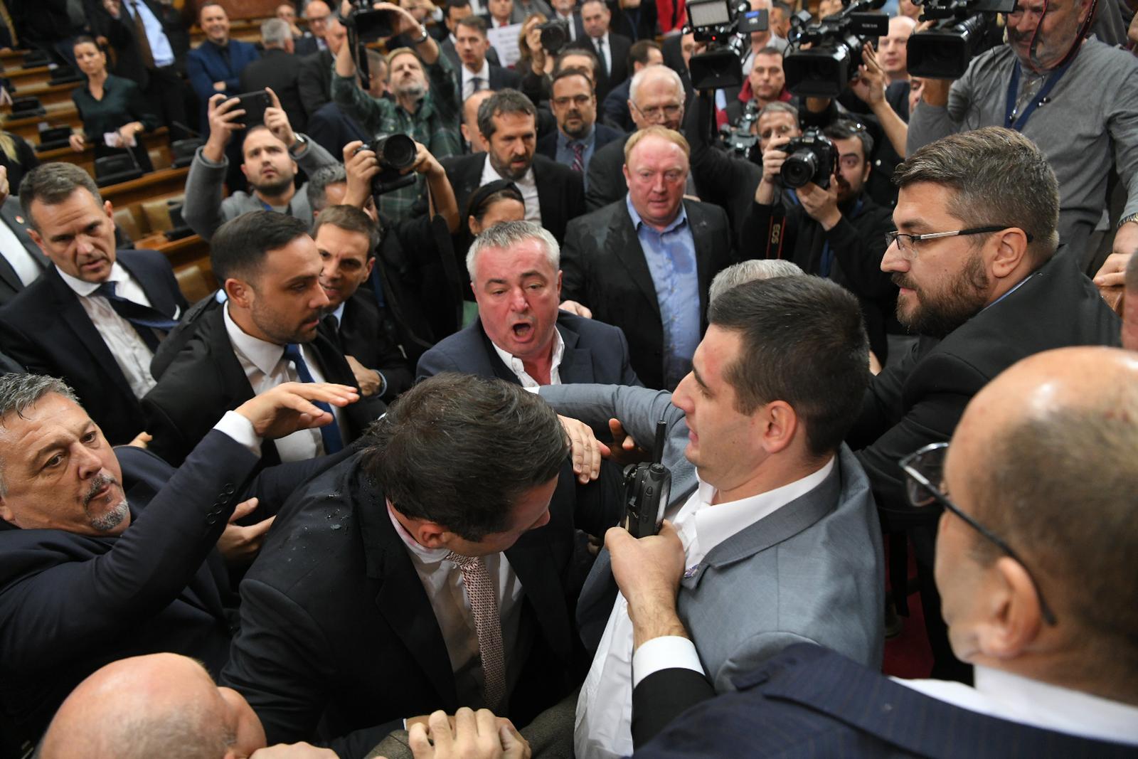 25, November, 2024, Belgrade -An incident occurred in the House of the National Assembly at the Second Session of the Second Regular Session of the National Assembly of the Republic of Serbia in 2024. Dusan Bajatovic. Photo: R.Z./ATAImages

25, novembar, 2024, Beograd - U Domu Narodne skupstine je doslo do incidenta na Drugoj sednici Drugog redovnog zasedanja Narodne skupstine Republike Srbije u 2024. godine. Photo: R.Z./ATAImages Photo: R.Z./ATAImages/PIXSELL