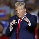 Former US President and Republican presidential candidate Donald Trump gestures as he speaks at a campaign rally at the Fiserv Forum in Milwaukee, Wisconsin, November 1, 2024.,Image: 929284225, License: Rights-managed, Restrictions: , Model Release: no, Credit line: KAMIL KRZACZYNSKI / AFP / Profimedia