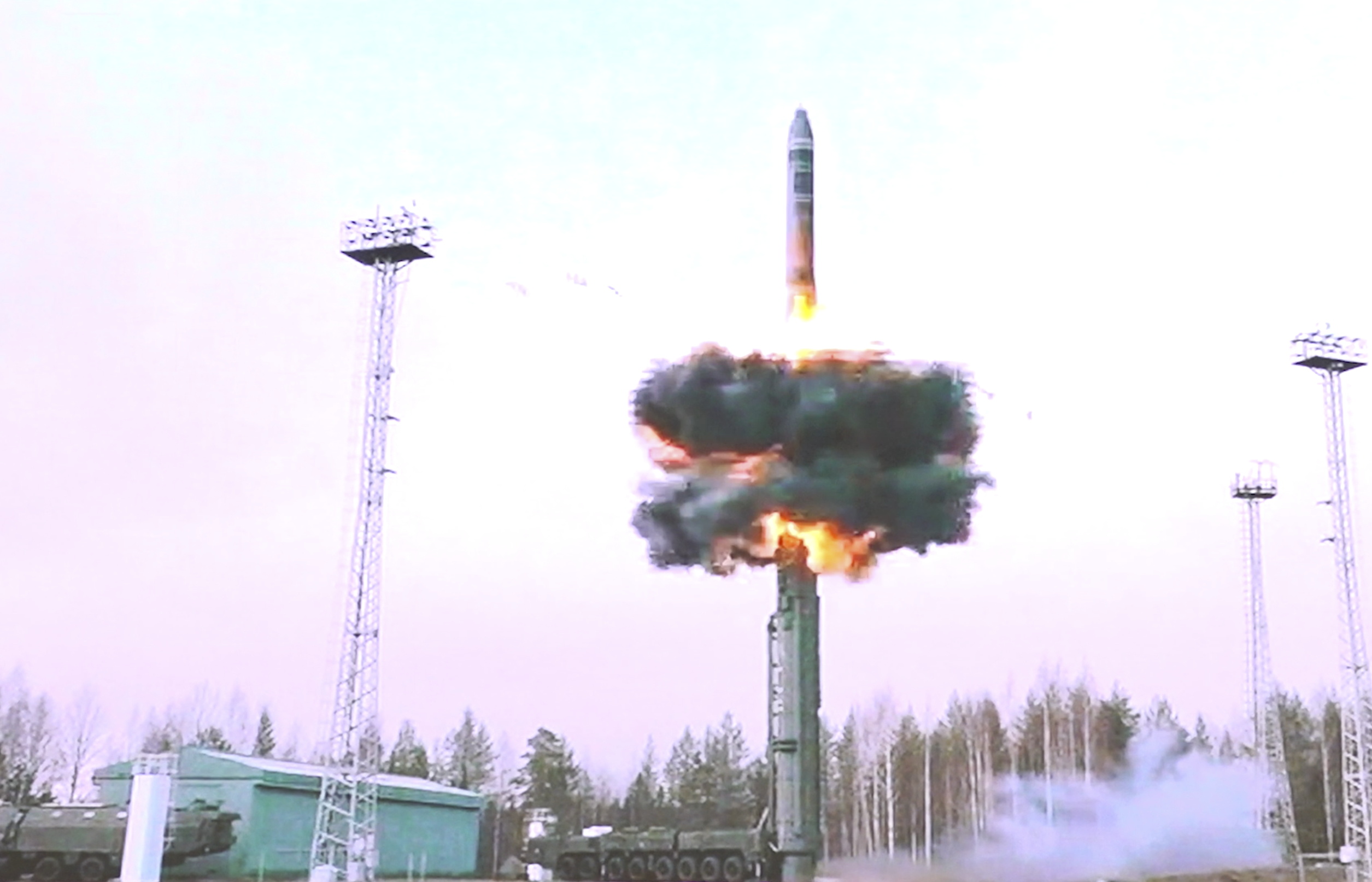 epa11690488 A handout still image taken from handout video provided  by the Russian Defence ministry press-service shows a Yars intercontinental ballistic missile launches from the Plesetsk military launchpad in northwestern Russia, 29 October 2024. The use of nuclear weapons is an extreme measure to ensure the country's security; Russia will continue to improve its strategic deterrent forces; it has the resources to do so, Russian President Putin said.   HANDOUT HANDOUT MANDATORY CREDIT BEST QUALITY AVAILABLE HANDOUT EDITORIAL USE ONLY/NO SALES
HANDOUT EDITORIAL USE ONLY/NO SALES