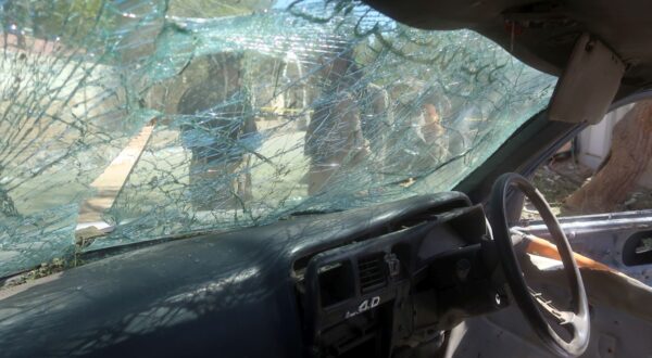 epa11695549 The damaged windshield of a vehicle following a bomb explosion near the police mobile in Balochistan's Mastung district, Pakistan, 01 November 2024. A blast in Balochistan's Mastung district killed seven people, including five school children, and injured 17 others on 01 November, according to Qalat Division Commissioner Naeem Bazai. The explosion, which occurred near Mastung Civil Hospital, was reportedly caused by an improvised explosive device (IED) attached to a motorcycle, targeting a police mobile. Balochistan Chief Minister Sarfaraz Bugti condemned the attack, emphasizing the need for collective action against terrorism.  EPA/FAYYAZ AHMAD