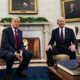 epa11718889 US President Joe Biden (R) and President-elect Donald Trump during a meeting in the Oval Office of the White House in Washington, DC, USA, 13 November 2024. Biden will argue in favor of continued US aid to Ukraine during the transition to President-elect Donald Trump's administration, according to national security advisor Jake Sullivan.  EPA/AL DRAGO / POOL