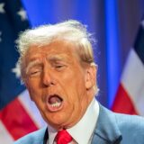 epa11719536 US President-elect Donald Trump gestures during a meeting with House Republicans at the Hyatt Regency hotel in Washington, DC, USA, 13 November 2024.  EPA/ALLISON ROBBERT / POOL