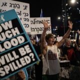 TEL AVIV, ISRAEL - NOVEMBER 16: Thousands of Israelis gather in front of the Israel's Ministry of Defense building, holding banners and Israeli flags to protest against Israeli Prime Minister Benjamin Netanyahu and his government for not signing the ceasefire agreement with Gaza and to demand hostage swap deal with Palestinians in Tel Aviv, Israel on November 16, 2024. Mostafa Alkharouf / Anadolu/ABACAPRESS.COM,Image: 935256188, License: Rights-managed, Restrictions: , Model Release: no, Credit line: AA/ABACA / Abaca Press / Profimedia