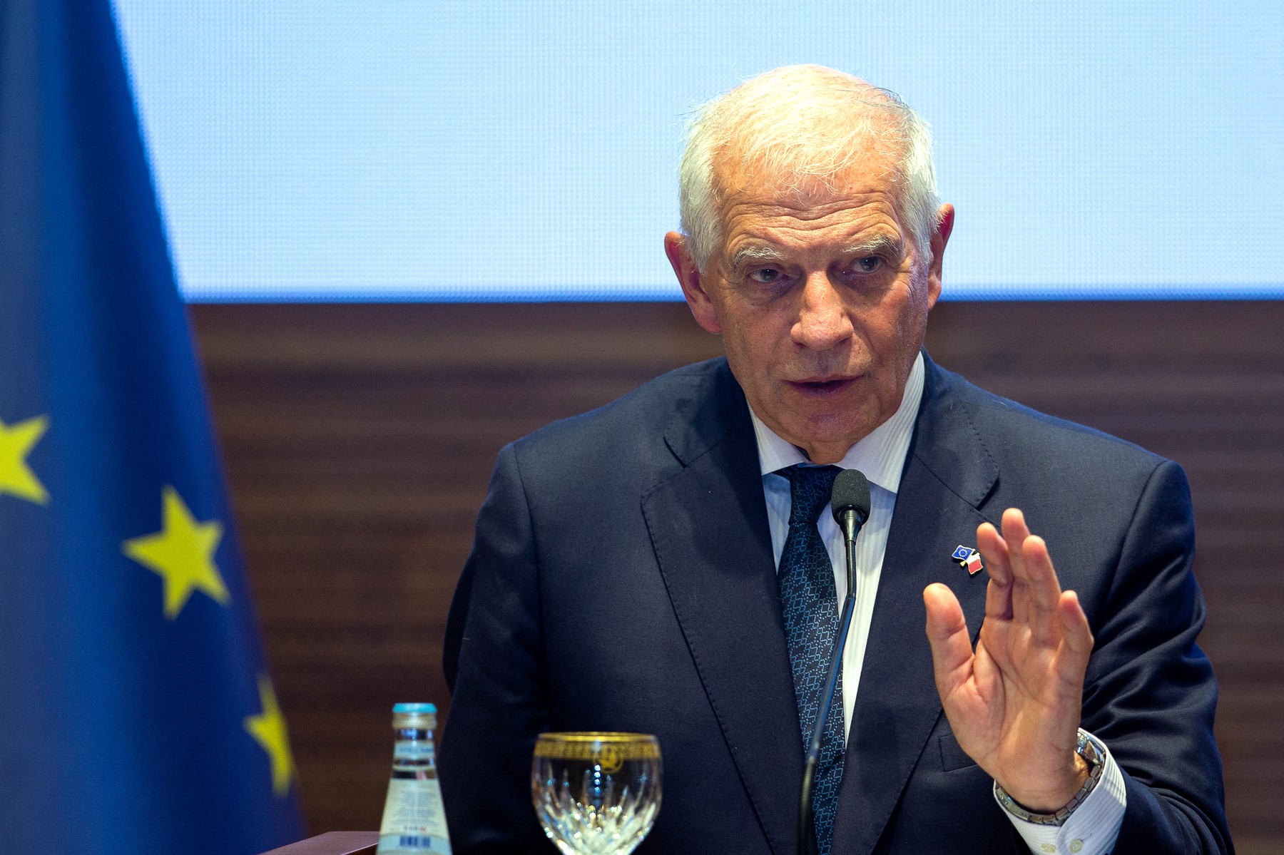 Josep Borell, High Representative of the European Union for Foreign Affairs and Security Policy, speaks during a press conference with Qatari Foreign Minister Mohammed bin Abdulrahman bin Jassim al-Thani (not pictured) in Doha on November 19, 2023.,Image: 823039179, License: Rights-managed, Restrictions: , Model Release: no, Credit line: AFP / AFP / Profimedia