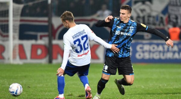 03.11.2024., stadion Varteks, Varazdin - SuperSport HNL, 12. kolo, NK Varazdin - HNK Hajduk. Simun Hrgovic, Michele Sego Photo: Vjeran Zganec Rogulja/PIXSELL