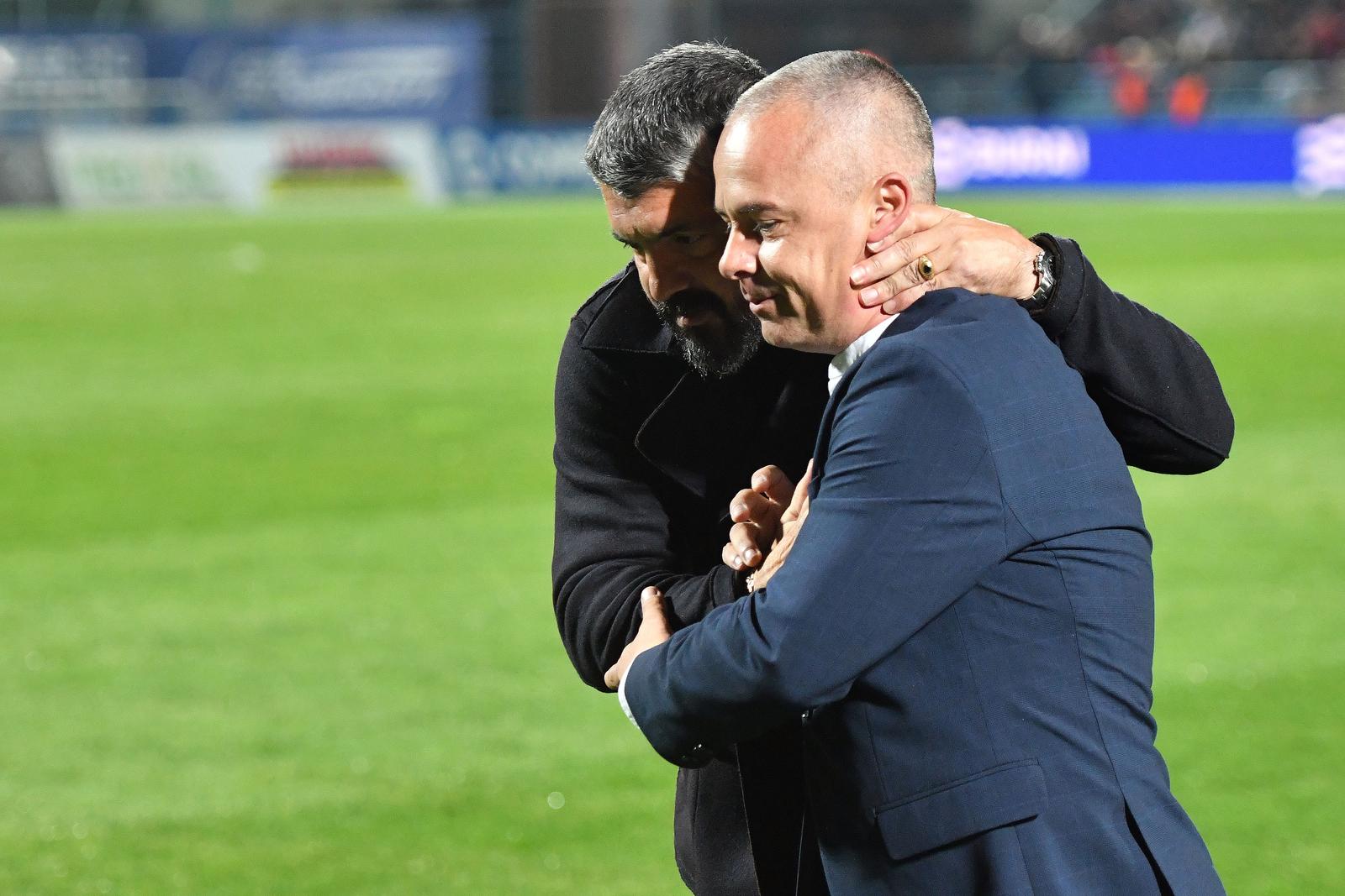 03.11.2024., stadion Varteks, Varazdin - SuperSport HNL, 12. kolo, NK Varazdin - HNK Hajduk. trener Hajduka Gennaro Gattuso, trener Varazdina Nikola Safaric Photo: Vjeran Zganec Rogulja/PIXSELL