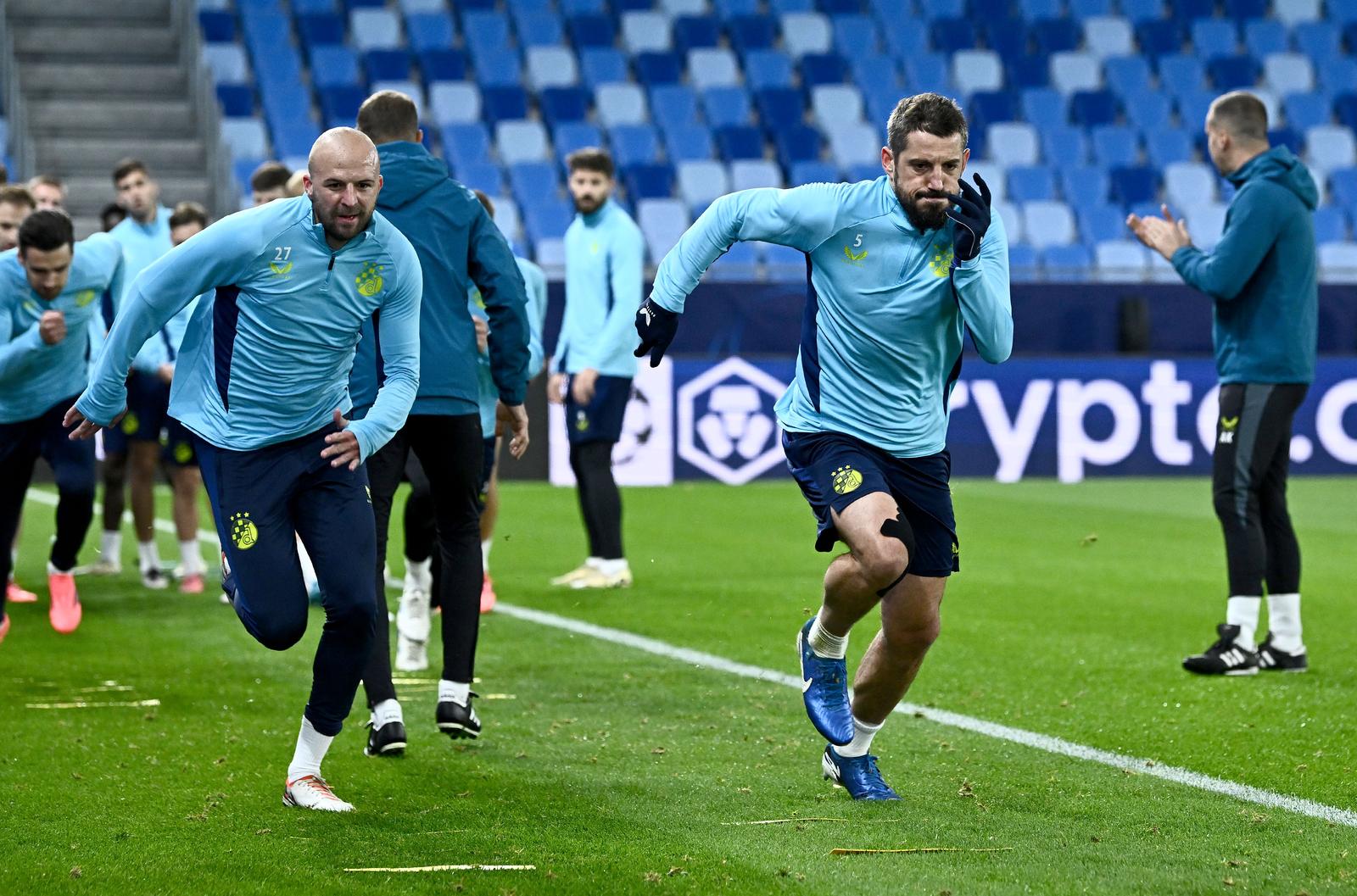 04.11.2024., Nacionalni stadion Tehelne pole, Bratislava, Slovacka - Trening nogometasa Dinama uoci utakmice 4. kola Lige prvaka izmedju SK Slovan Bratislava i GNK Dinamo. Josip Misic, Arijan Ademi Photo: Marko Lukunic/PIXSELL