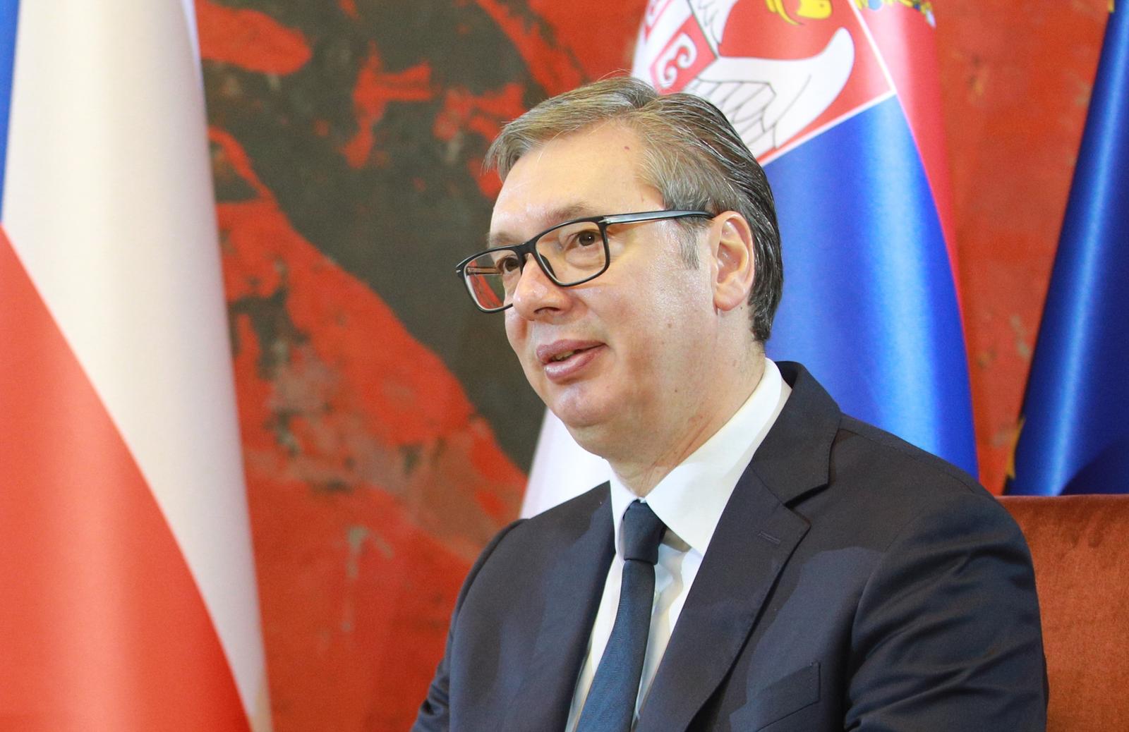 06, November, 2024, Belgrade - The President of the Republic of Serbia, Aleksandar Vucic, met with the Prime Minister of the Czech Republic, Petr Fiala, who is visiting Serbia with a delegation of businessmen. Aleksandar Vucic. Photo: Milos Tesic/ATAImages

06, novembar, 2024, Beograd - Predsednik Republike Srbije Aleksandar Vucic sastao se sa predsednikom Vlade Ceske republike Petrom Fijalom koji je sa delegacijom privrednika u poseti Srbiji. Photo: Milos Tesic/ATAImages Photo: Milos Tesic/ATA Images/PIXSELL