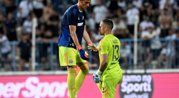 11.08.2024., stadion Zagreb, Zagreb - SuperSport HNL, 02. kolo, NK Lokomotiva - HNK Hajduk. Ivan Lucic, Lovre Kalinic Photo: Marko Lukunic/PIXSELL