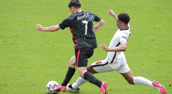 13.6.2021., Stadion Wembley, London, Engleska - UEFA Europsko prvenstvo 2020, skupina D, 1. kolo, Engleska - Hrvatska. Josip Brekalo, Marcus Rashford. "nPhoto: Goran Stanzl/PIXSELL