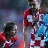 16.11.2019., stadion HNK Rijeka, Rijeka - Kvalifikacije za Europsko prvenstvo, skupina E, 9. kolo, Hrvatska - Slovacka. Luka Modric, Ivan Perisic, Clement Turpin.  "nPhoto: Igor Soban/PIXSELL