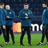 22.10.2024., Salzburg - Stadion FC Salzburg Arena trening uoci utakmice lige prvaka FC Salzburg - GNK Dinamo. Nenad Bjelica, Luka Bjelica, Sandro Perkovic Photo: Marko Lukunic/PIXSELL