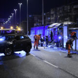 22.11.2024., Horvacanska ulica, Zagreb, Hrvatska - Auto naletio na tramvajsku stanicu Marijane Radev, na Horvacanskoj ulici. Photo: Josip Mikacic/PIXSELL