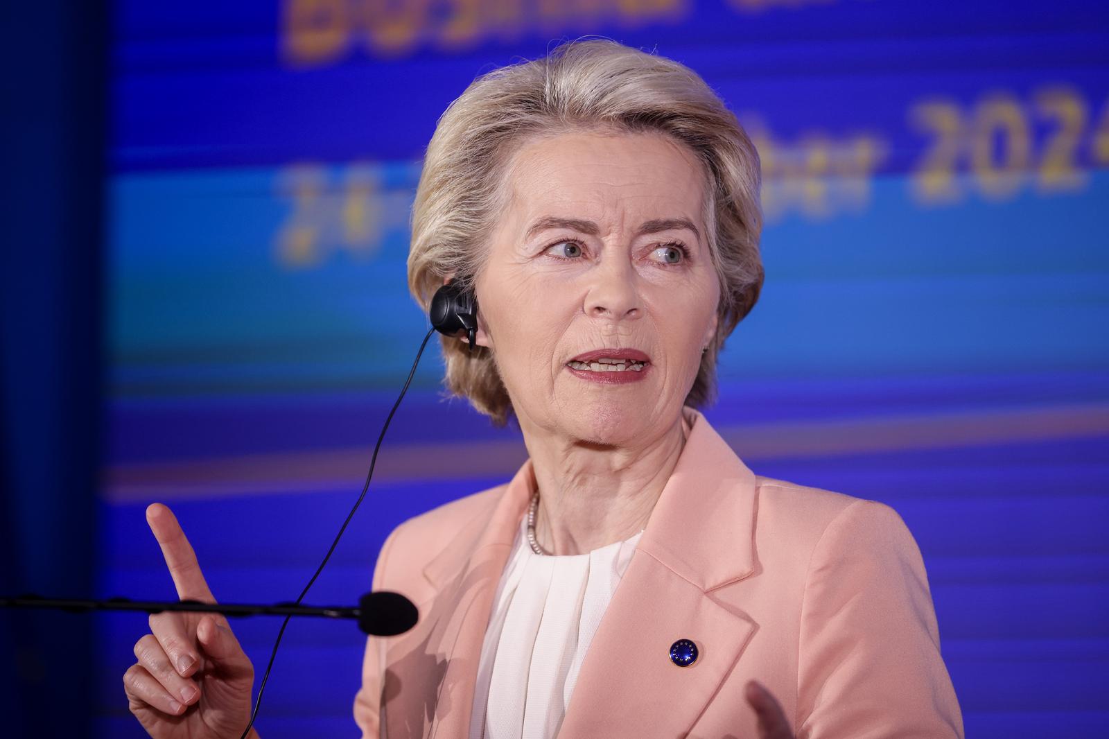 25.10.2024., Sarajevo, Bosna i Hercegovina - Predsjednica Europske komisije Ursula von der Leyen odrzala je konferenciju za medije zajedno sa predsjedavajucom Vijeca ministara BiH Borjanom Kristo. Photo: Armin Durgut/PIXSELL