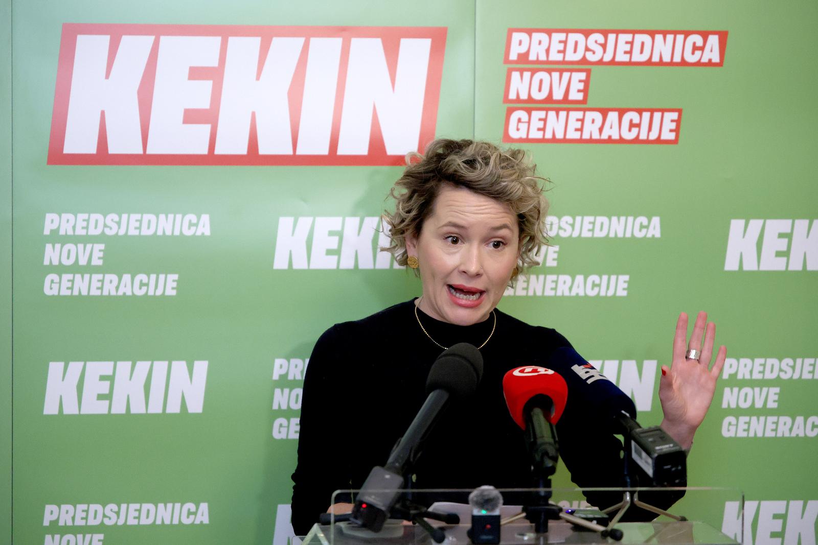 25.11.2024., Zagreb - Povodom Medjunarodnog dana borbe protiv nasilja nad zenama predsjednicka kandidatkinja stranke Mozemo! Ivana Kekin odrzala je konferenciju za medije. Photo: Patrik Macek/PIXSELL