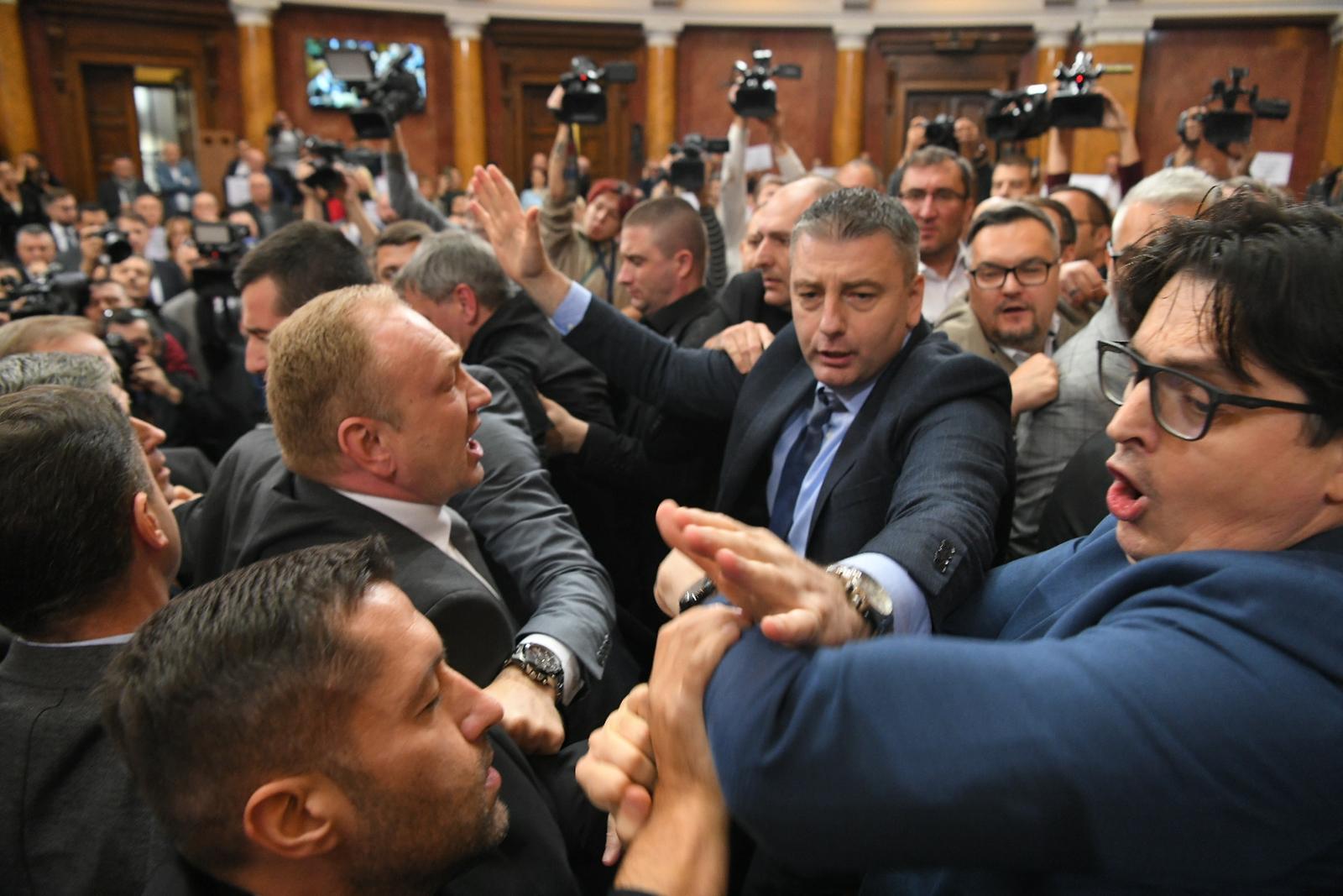 25, November, 2024, Belgrade -An incident occurred in the House of the National Assembly at the Second Session of the Second Regular Session of the National Assembly of the Republic of Serbia in 2024.Photo: R.Z./ATAImages

25, novembar, 2024, Beograd - U Domu Narodne skupstine je doslo do incidenta na Drugoj sednici Drugog redovnog zasedanja Narodne skupstine Republike Srbije u 2024. godine. Photo: R.Z./ATAImages Photo: R.Z./ATAImages/PIXSELL