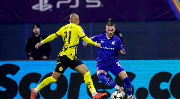 27.11.2024., stadion Maksimir, zagreb - UEFA Liga prvaka, grupna faza, 5. kolo, GNK Dinamo - Borussia Dortmund. Marko Pjaca, Donyell Malen Photo: Luka Stanzl/PIXSELL