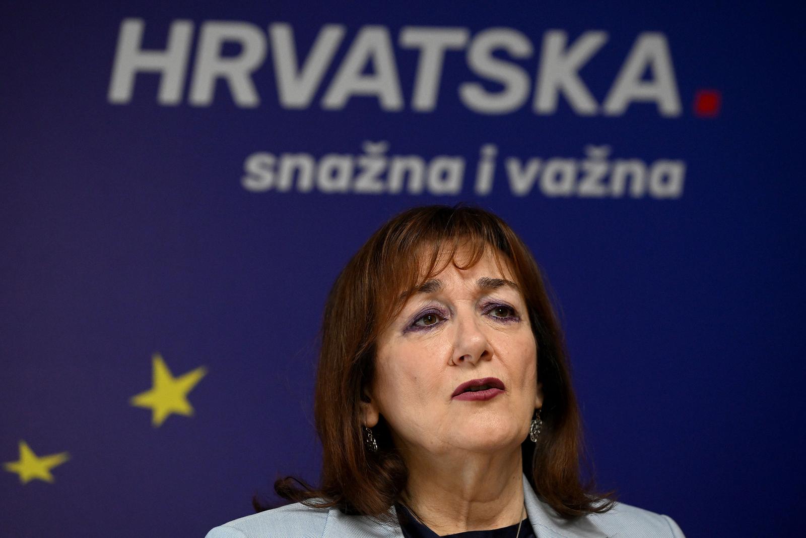 28.05.2024., Zagreb - Konferencija za medije kandidatkinja na europskim izborima s liste HDZ-a Dubravke Suice i Nikoline Brnjac na temu Demografija, mladi i zelena tranzicija.  Photo: Marko Lukunic/PIXSELL