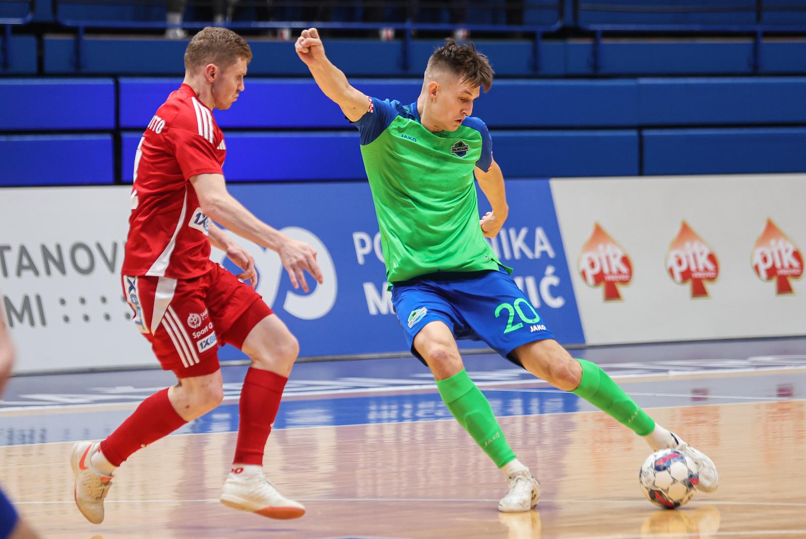 28.11.2024., KC Drazen Petrovic, Zagreb - Elitna runda UEFA Futsal Lige prvaka, skupina B, 2. kolo, MNK Olmissum - Kairat Almaty. David Barbaric Photo: Luka Stanzl/PIXSELL