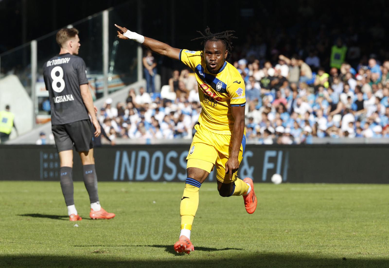 Soccer Football - Serie A - Napoli v Atalanta - Stadio Diego Armando Maradona, Naples, Italy - November 3, 2024 Atalanta's Ademola Lookman celebrates scoring their second goal REUTERS/Ciro De Luca Photo: CIRO DE LUCA/REUTERS