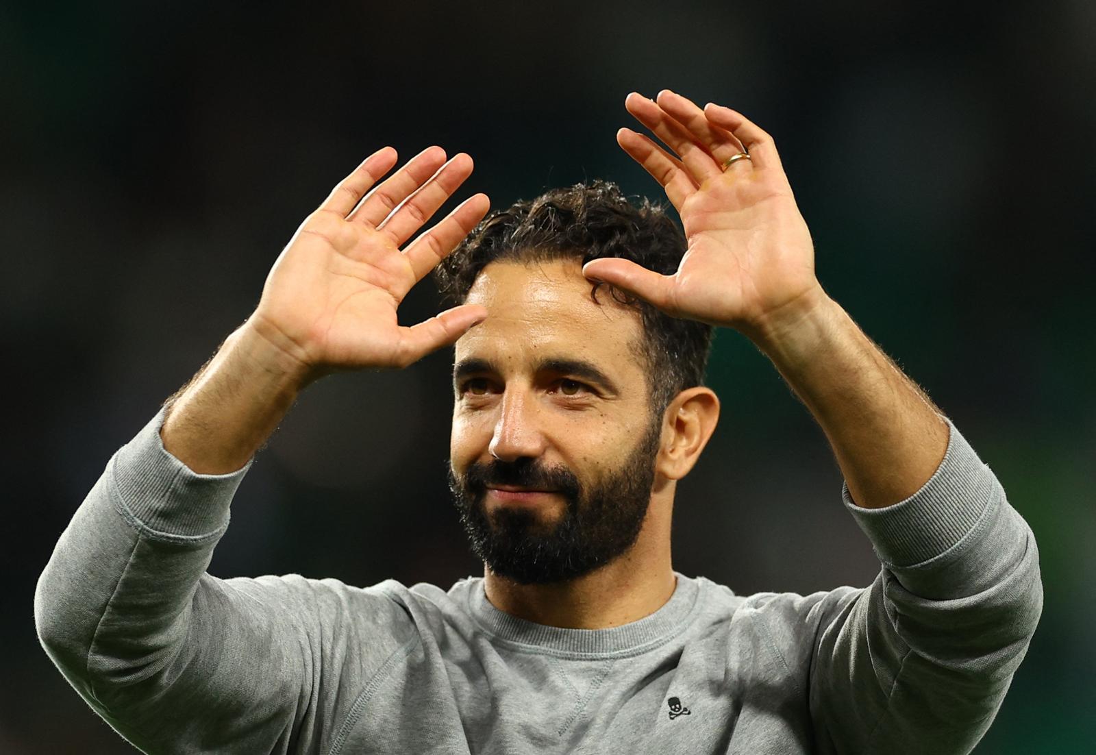 Soccer Football - Champions League - Sporting CP v Manchester City - Estadio Jose Alvalade, Lisbon, Portugal - November 5, 2024 Sporting CP coach Ruben Amorim celebrates after the match Action Images via Reuters/Andrew Boyers Photo: Andrew Boyers/REUTERS