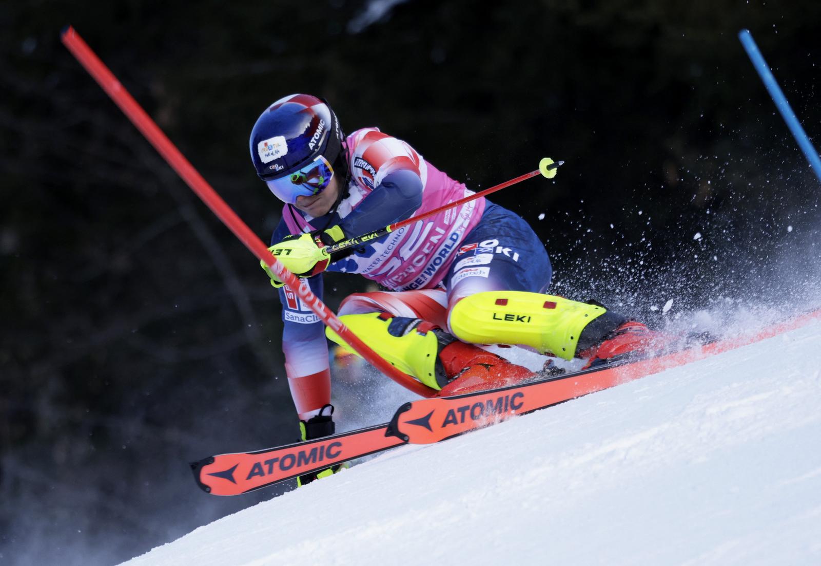 Alpine Skiing - FIS Alpine Ski World Cup - Men's Slalom - Wengen, Switzerland - January 14, 2024 Croatia's Filip Zubcic in action during the first run REUTERS/Leonhard Foeger Photo: LEONHARD FOEGER/REUTERS