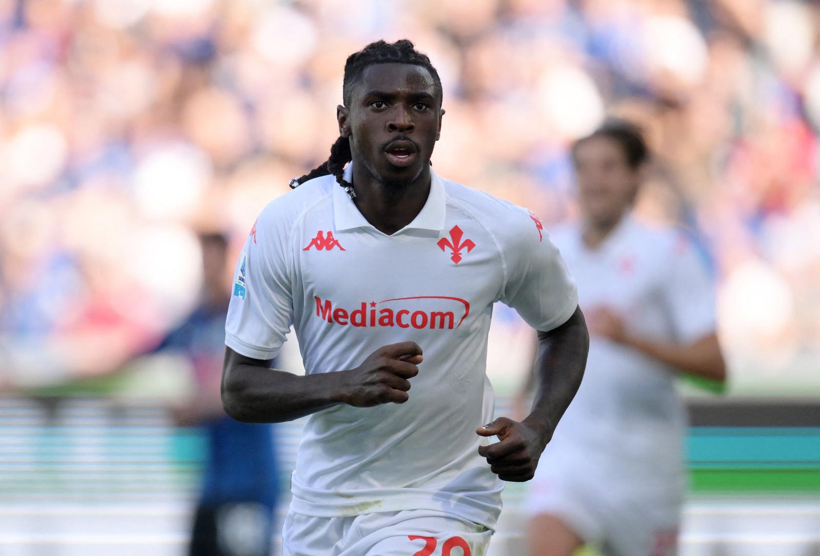 Soccer Football - Serie A - Atalanta v Fiorentina - Gewiss Stadium, Bergamo, Italy - September 15, 2024 Fiorentina's Moise Kean celebrates scoring their second goal REUTERS/Daniele Mascolo Photo: Daniele Mascolo/REUTERS