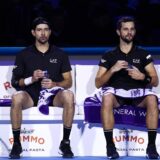 Tennis - ATP Finals - Inalpi Arena, Turin, Italy - November 17, 2024 El Salvador's Marcelo Arevalo and Croatia's Mate Pavic during a break in play on their doubles final against against Germany's Kevin Krawietz and Tim Puetz REUTERS/Guglielmo Mangiapane Photo: GUGLIELMO MANGIAPANE/REUTERS