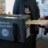 A voter puts his ballot into the official ballot box at one of the early voting centers in San Diego. The United States presidential election will take place on Tuesday, November 5th, featuring candidates Trump and Harris. In California, early voting started on October 26th and will continue until November 5th, with voters able to cast their votes at designated voting centers. All vote centers will close at 8 PM on election day.,Image: 928865185, License: Rights-managed, Restrictions: *** World Rights ***, Model Release: no, Credit line: SOPA Images / ddp USA / Profimedia