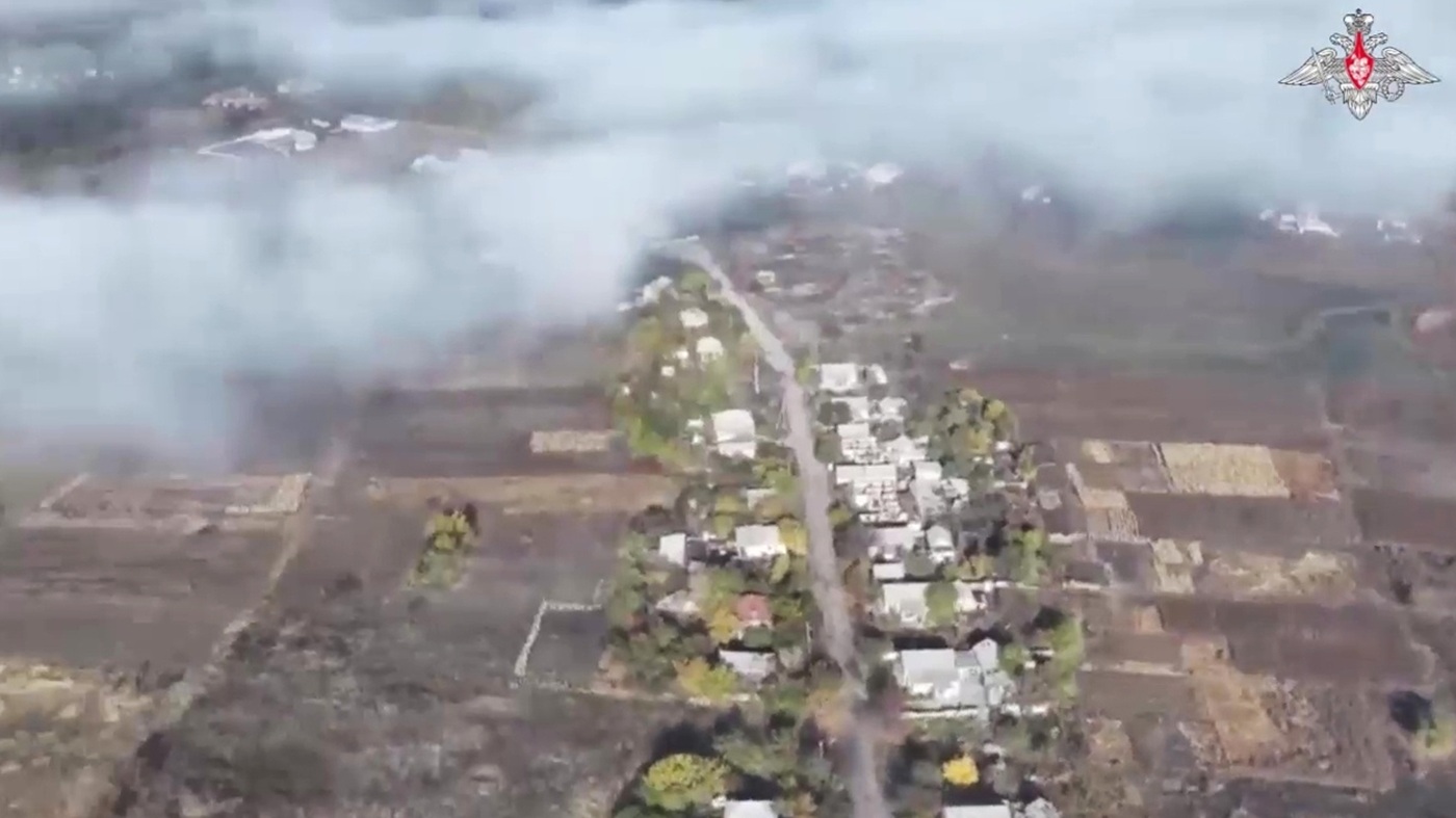 8794530 31.10.2024 In this handout video grab released by the Russian Defence Ministry, an aerial view shows the liberated village of Kruglyakovka amid Russia's military operation in Ukraine, just 20 kilometres south of Kupyansk, Kharkiv Region, Ukraine. Russia's Zapad (West) group of forces has taken control of the settlement, the Russian Defence Ministry said on October 30. Image is a handout provided by a third party. Editorial use only. No archiving, commercial use, or advertising campaign. Russian Defence Ministry,Image: 928643981, License: Rights-managed, Restrictions: ***
HANDOUT image or SOCIAL MEDIA IMAGE or FILMSTILL for EDITORIAL USE ONLY! * Please note: Fees charged by Profimedia are for the Profimedia's services only, and do not, nor are they intended to, convey to the user any ownership of Copyright or License in the material. Profimedia does not claim any ownership including but not limited to Copyright or License in the attached material. By publishing this material you (the user) expressly agree to indemnify and to hold Profimedia and its directors, shareholders and employees harmless from any loss, claims, damages, demands, expenses (including legal fees), or any causes of action or allegation against Profimedia arising out of or connected in any way with publication of the material. Profimedia does not claim any copyright or license in the attached materials. Any downloading fees charged by Profimedia are for Profimedia's services only. * Handling Fee Only 
***, Editors' note: THIS IMAGE IS PROVIDED BY RUSSIAN STATE-OWNED AGENCY SPUTNIK., Model Release: no, Credit line: - / Sputnik / Profimedia