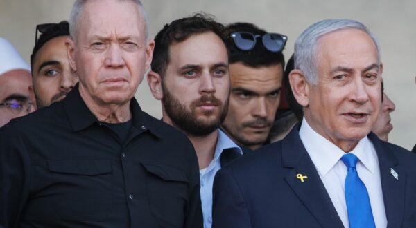 MITZPE RAMON, Nov. 5, 2024  -- File photo taken on Oct. 31, 2024 shows Israeli Prime Minister Benjamin Netanyahu (R, Front) and Israeli Defense Minister Yoav Gallant (L, Front) attending a ceremony for the 70th cohort of military combat officers at an army base near Mitzpe Ramon, Israel. Israeli Prime Minister Benjamin Netanyahu announced on Nov. 5 that he has dismissed Defense Minister Yoav Gallant, citing their differences over security matters.,Image: 930837296, License: Rights-managed, Restrictions: , Model Release: no, Credit line: JINI / Xinhua News / Profimedia