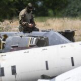 8722673 10.06.2024 A Russian specialist inspects fragments of a Franco-British-made long-range air-launched cruise missile Storm Shadow used by Ukraine amid Russia's military operation, at an unknown location.,Image: 887370659, License: Rights-managed, Restrictions: Editors' note: THIS IMAGE IS PROVIDED BY RUSSIAN STATE-OWNED AGENCY SPUTNIK., Model Release: no, Credit line: RIA Novosti / Sputnik / Profimedia