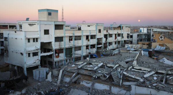 This picture shows on September 17, 2024 a school partially destroyed by Israeli strikes in Khan Yunis in the southern Gaza Strip, amid the ongoing war between Israel and the Hamas militant group. Hamas's attack on October 7 resulted in the deaths of 1,205 people on the Israeli side, most of them civilians, according to an AFP tally based on Israeli official figures. Israel's retaliatory military campaign in Gaza has killed at least 41,431 Palestinians, the majority of them civilians, according to figures provided by the health ministry in Hamas-run Gaza. The United Nations has acknowledged the toll as reliable.,Image: 912596816, License: Rights-managed, Restrictions: , Model Release: no, Credit line: Bashar TALEB / AFP / Profimedia