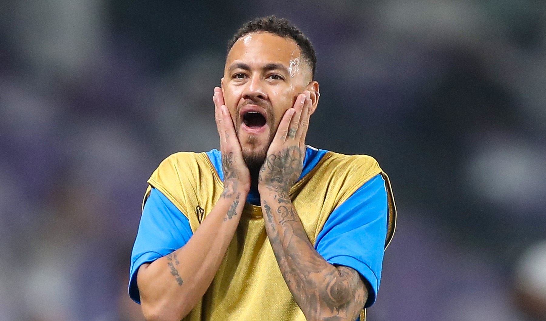 Hilal's Brazilian forward #10 Neymar warms up ahead of the AFC Champions League group B football match between UAE's Al-Ain and Saudi's Al-Hilal at the Hazza bin Zayed Stadium in al-Ain on October 21, 2024.,Image: 924469875, License: Rights-managed, Restrictions: , Model Release: no, Credit line: AFP / AFP / Profimedia