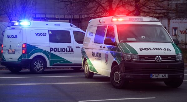 Police cars are seen at the accident scene. A major traffic accident occurred in Vilnius, involving a collision of three cars, with more than 10 people injured.,Image: 930081454, License: Rights-managed, Restrictions: *** World Rights ***, Model Release: no, Credit line: SOPA Images / ddp USA / Profimedia