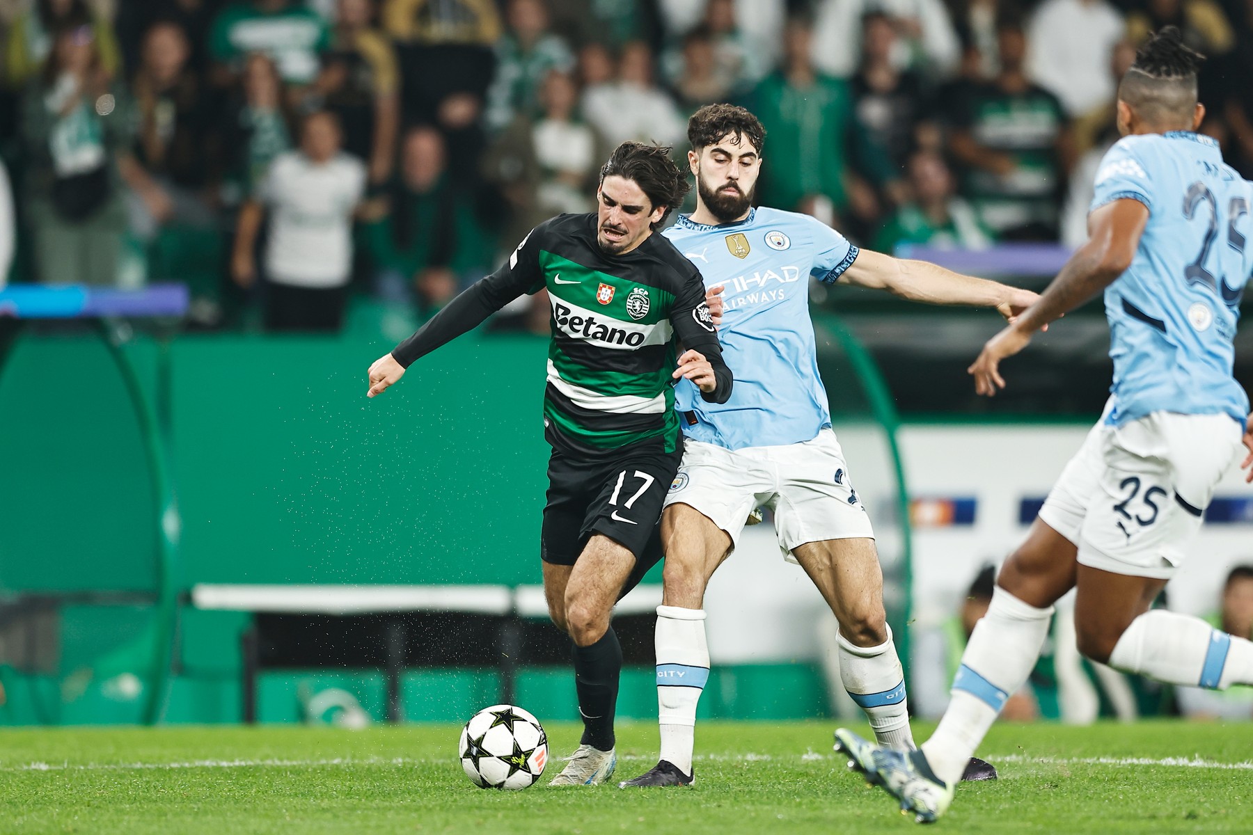 (L-R) Francisco Trincao (SportingCP), Josko Gvardiol (ManC), NOVEMBER 5, 2024 - Football / Soccer : UEFA Champions League League phase match day 4 between Sporting Clube de Portugal 4-1 Manchester City at the Estadio Jose Alvalade in Lisbon, Portugal.,Image: 930978337, License: Rights-managed, Restrictions: No third party sales, Model Release: no, Credit line: Mutsu Kawamori / AFLO / Profimedia