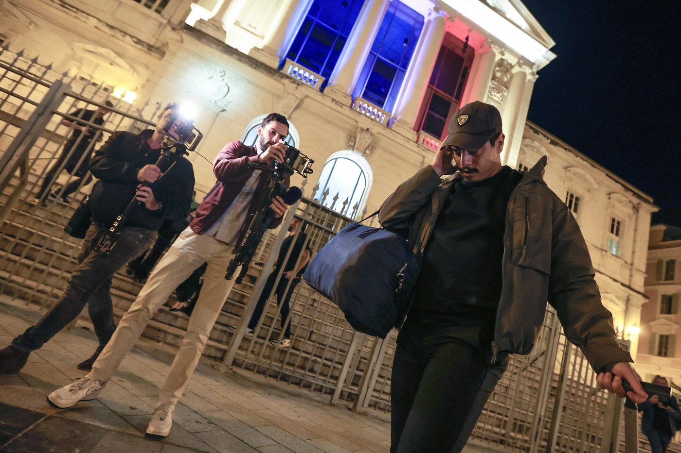 (FILES) Former French L1 football player Wissam Ben Yedder (R) leaves the courthouse of Nice after his trial, charged for sexually assaulting a woman in September, in Nice, southeastern France, on October 15, 2024.  Former AS Monaco star and French national team forward Wissam Ben Yedder was given a two-year suspended prison sentence by the Nice Criminal Court on November 12, 2024 for a sexual assault in September.,Image: 933475215, License: Rights-managed, Restrictions: , Model Release: no, Credit line: Valery HACHE / AFP / Profimedia