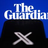 ANKARA, TURKIYE - NOVEMBER 13: The logo of 'X' is seen on a mobile screen in front 'The Guardian' logo in Ankara, Turkiye on November 13, 2024. Muhammed Selim Korkutata / Anadolu,Image: 933916997, License: Rights-managed, Restrictions: , Model Release: no, Credit line: Muhammed Selim Korkutata / AFP / Profimedia