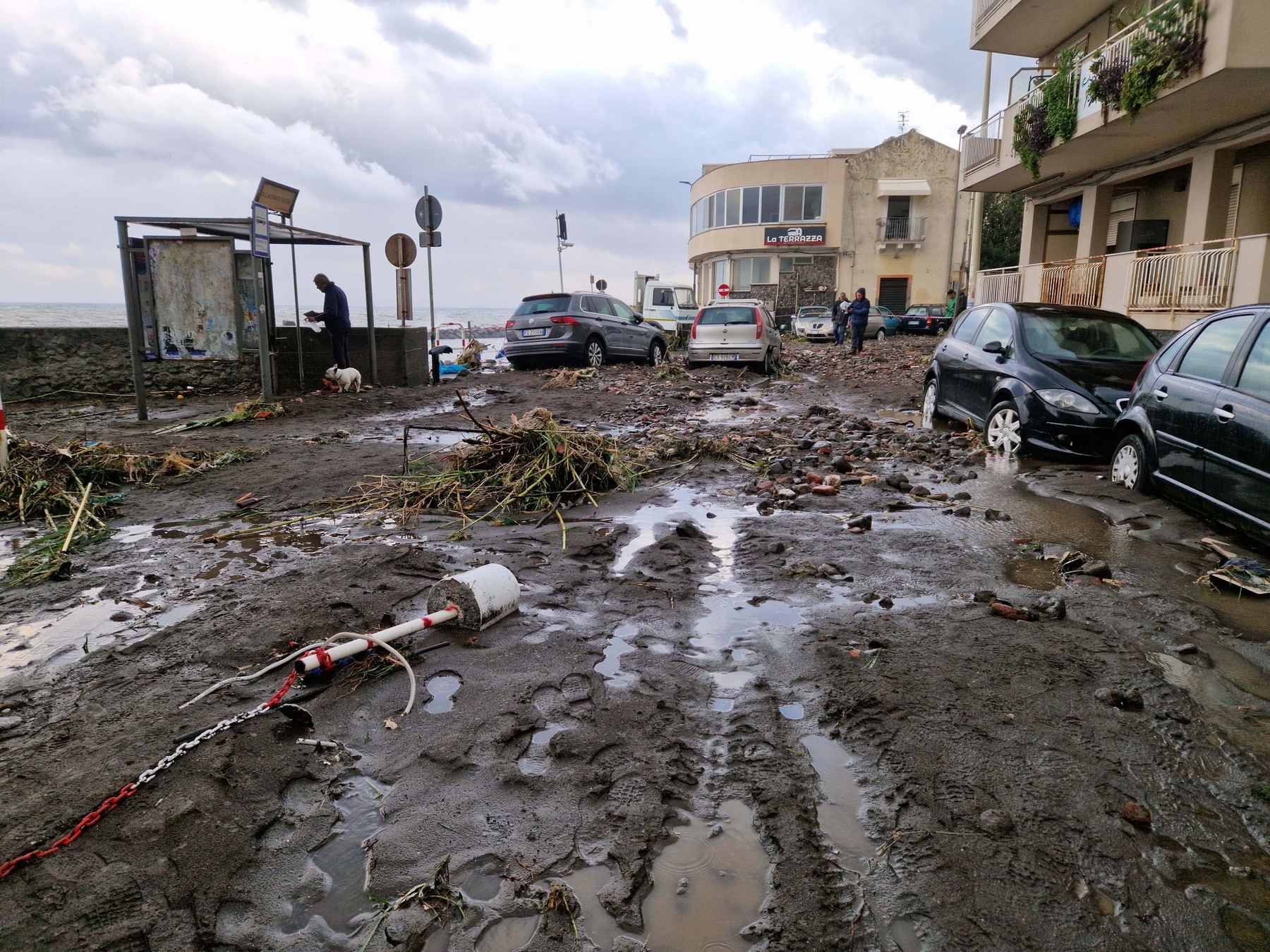 Italy, Catania (Sicily) -Npvember 13, 2024.Heavy storm and rain. Flooding .Babbo  river overflows in Torre Archirafi (Riposto near Catania), cars dragged to sea in seconds by water and mud,Image: 933972031, License: Rights-managed, Restrictions: * France, Germany and Italy Rights Out *, Model Release: no, Credit line: Orietta Scardino / Zuma Press / Profimedia