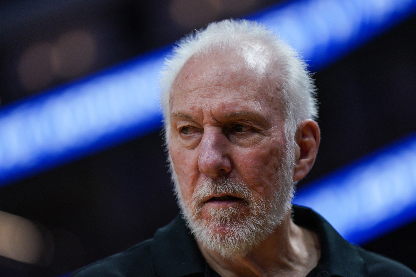 (FILES) San Antonio Spurs' head coach Gregg Popovich looks on during the NBA preseason game between the San Antonio Spurs and Golden State Warriors at Chase Center in San Francisco, California on October 20, 2023.  Popovich suffered a "mild stroke" earlier this month but is expected to make a full recovery, the team said on November 13, 2024. The 75-year-old Popovich has missed the past six games with what was initially described as an undisclosed health issue.,Image: 934027617, License: Rights-managed, Restrictions: , Model Release: no, Credit line: Loren Elliott / AFP / Profimedia