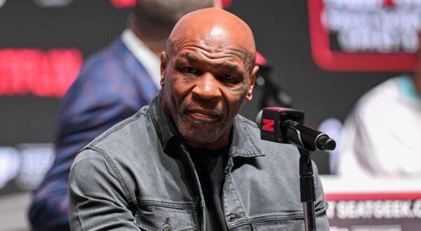 IRVING, TEXAS - NOVEMBER 13: Mike Tyson speaks at a press conference at the Toyota Music Factory in Irving, Texas on November 13, 2024 ahead of his match with Jake Paul for heavyweight world titles of the Premiere Boxing Championship which will be on November 15 Friday night at AT&T Stadium in Arlington, Texas, United States. Tayfun Coskun / Anadolu/ABACAPRESS.COM,Image: 934176345, License: Rights-managed, Restrictions: , Model Release: no, Credit line: AA/ABACA / Abaca Press / Profimedia