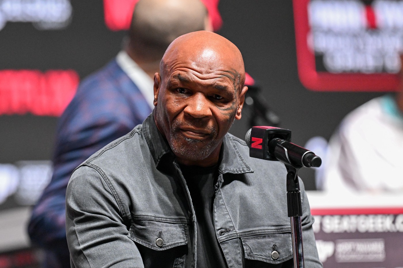 IRVING, TEXAS - NOVEMBER 13: Mike Tyson speaks at a press conference at the Toyota Music Factory in Irving, Texas on November 13, 2024 ahead of his match with Jake Paul for heavyweight world titles of the Premiere Boxing Championship which will be on November 15 Friday night at AT&T Stadium in Arlington, Texas, United States. Tayfun Coskun / Anadolu/ABACAPRESS.COM,Image: 934176345, License: Rights-managed, Restrictions: , Model Release: no, Credit line: AA/ABACA / Abaca Press / Profimedia