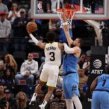 Nov 17, 2024; Inglewood, California, USA;  Utah Jazz guard Keyonte George (3) shoots the ball around Los Angeles Clippers center Ivica Zubac (40) during the fourth quarter at Intuit Dome.,Image: 935782674, License: Rights-managed, Restrictions: *** Worldwide Rights Except Baltics, China, Denmark, Finland, Germany, Hong Kong, Japan, Macau, Norway, Poland, South Korea, Sweden, and Taiwan *** No sales outside your territory. No 3rd parties. No redistribution ***, Model Release: no, Credit line: Imagn Images / ddp USA / Profimedia