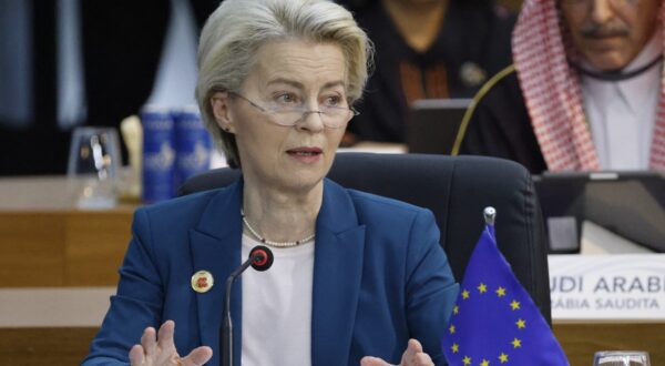 The president of the European Commision, Ursula von der Leyen, speaks during the third session of the G20 Leaders' Meeting in Rio de Janeiro, Brazil, on November 19, 2024.,Image: 936376817, License: Rights-managed, Restrictions: , Model Release: no, Credit line: Ludovic MARIN / AFP / Profimedia