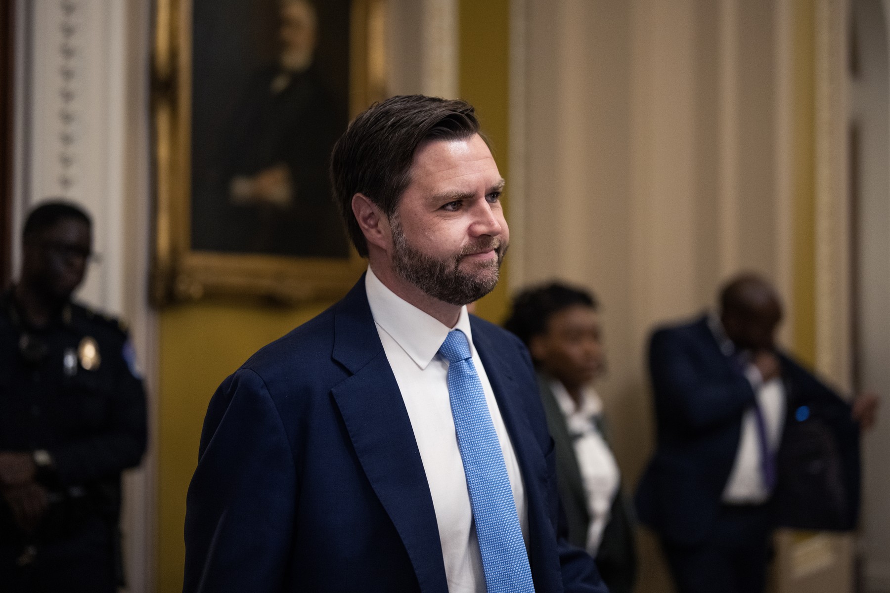 UNITED STATES - NOVEMBER 20: Vice President-elect Sen. JD Vance, R-Ohio, leaves the Senate floor while in the U.S. Capitol for meetings with nominee to be attorney general former Rep. Matt Gaetz, R-Fla., on Wednesday, November 20, 2024. (Tom Williams/CQ Roll Call/Sipa USA),Image: 936836110, License: Rights-managed, Restrictions: *** World Rights *** Minimum Rates Apply in the US: $75 for Print, $20 for Web ***, Model Release: no, Credit line: CQ-Roll Call / ddp USA / Profimedia