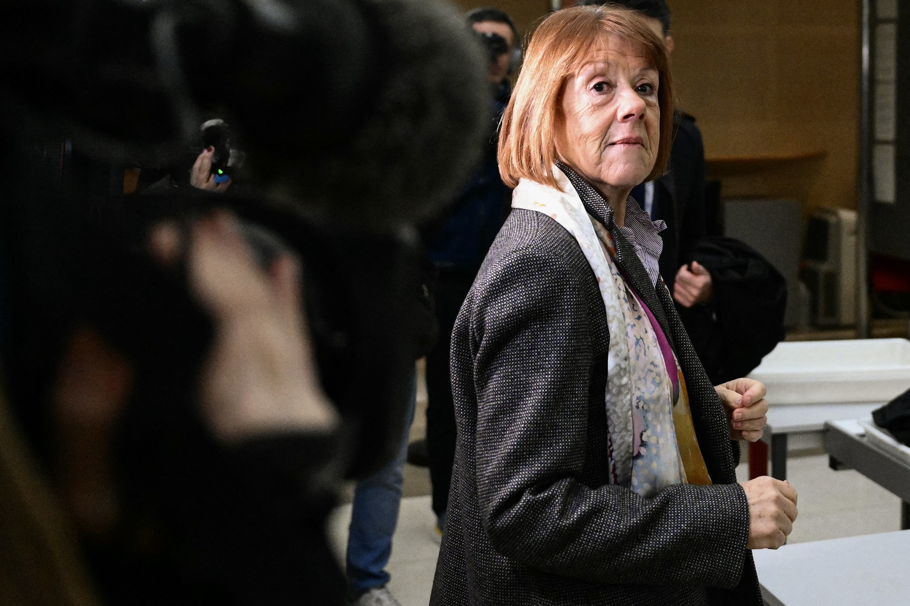 Gisele Pelicot (C) arrives at the Avignon courthouse for the trial of her former partner Dominique Pelicot accused of drugging her for nearly ten years and inviting strangers to rape her at their home in Mazan, a small town in the south of France, in Avignon, on November 25, 2024, as French prosecutors will start set out their sentencing requests to judges. A court in the French southern town of Avignon is trying Dominique Pelicot, a 71-year-old retiree, for repeatedly raping and enlisting dozens of strangers to rape his heavily sedated wife in her own bed over a decade. Fifty other men, aged between 26 and 74, are also on trial for alleged involvement, in a case that has horrified France. The court proceedings, which runs until December, are open to the public at the request of Dominique Pelicot's ex-wife and victim.,Image: 938496192, License: Rights-managed, Restrictions: , Model Release: no, Credit line: Christophe SIMON / AFP / Profimedia